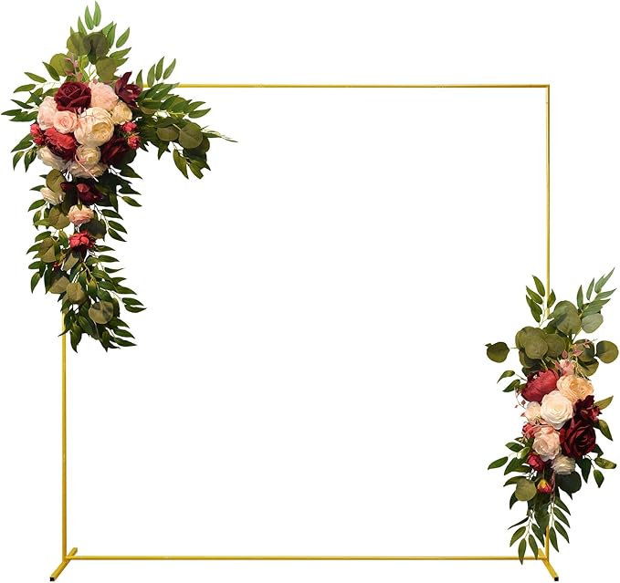 Wedding Arch Backdrop Stand 6.6x6.6 FT Gold Square Balloon Arch Frame by CHUNQIANGCAIDESIGN