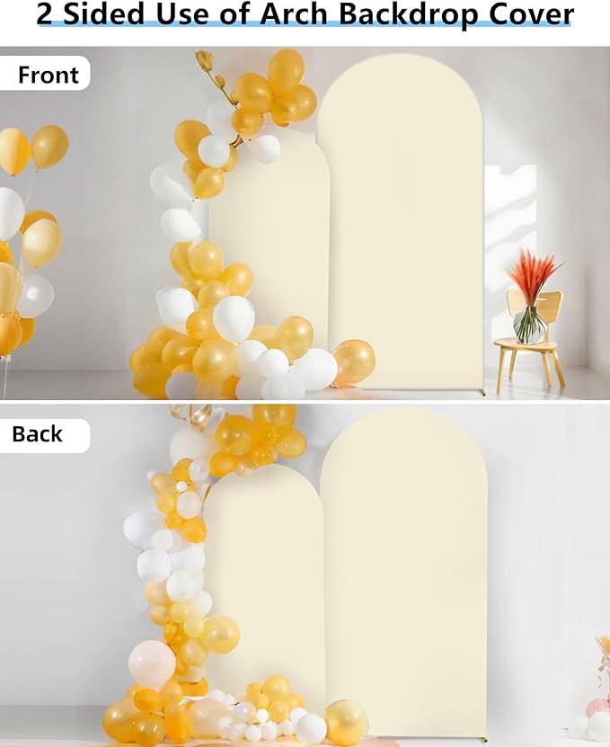 HEMMOTOP Light Beige Arch Backdrop Cover 7.2 ft, Wedding Arch Covers Stretchy - Image 6