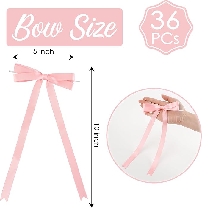AIMUDI Baby Pink Bows 5 × 10" Satin Bows - Image 2