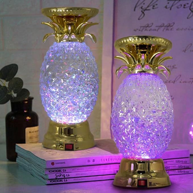 YAKii 9.5" Pineapple LED Color Changing Shine Lamp, Swirling Water Waves Lamp - Image 6