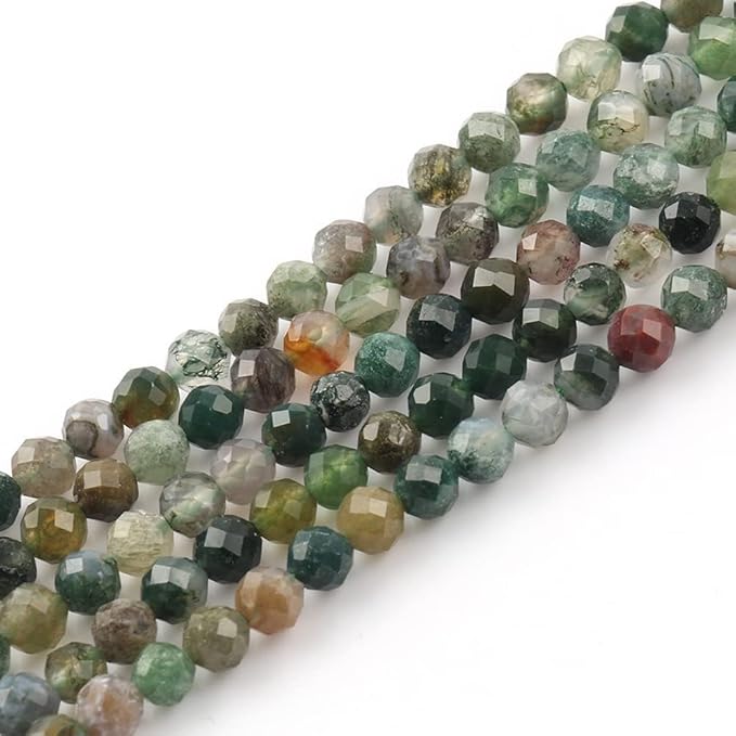 Song Xi 90pcs 4mm Natural Indian Agate Gemstone Beads Faceted Round Loose Stone - Image 8