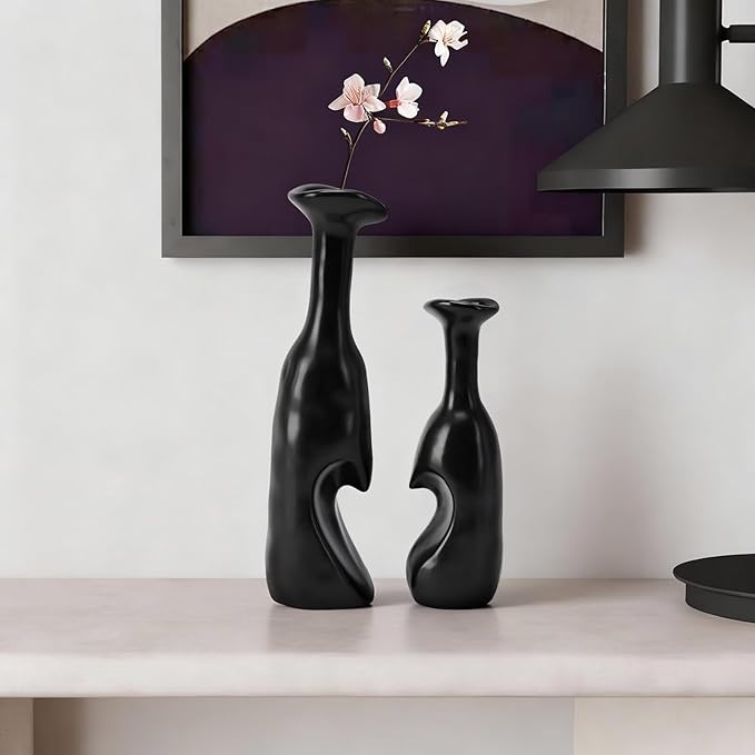 Heart Shaped Small Ceramic Vases Set of 2 Home Decor Boho Vase Modern Matte - Image 8