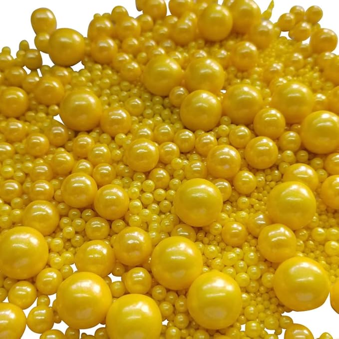 Edible Yellow Sugar Pearls Candy Sprinkles 120G/ 4.23Ounce Baking Cake - Image 4