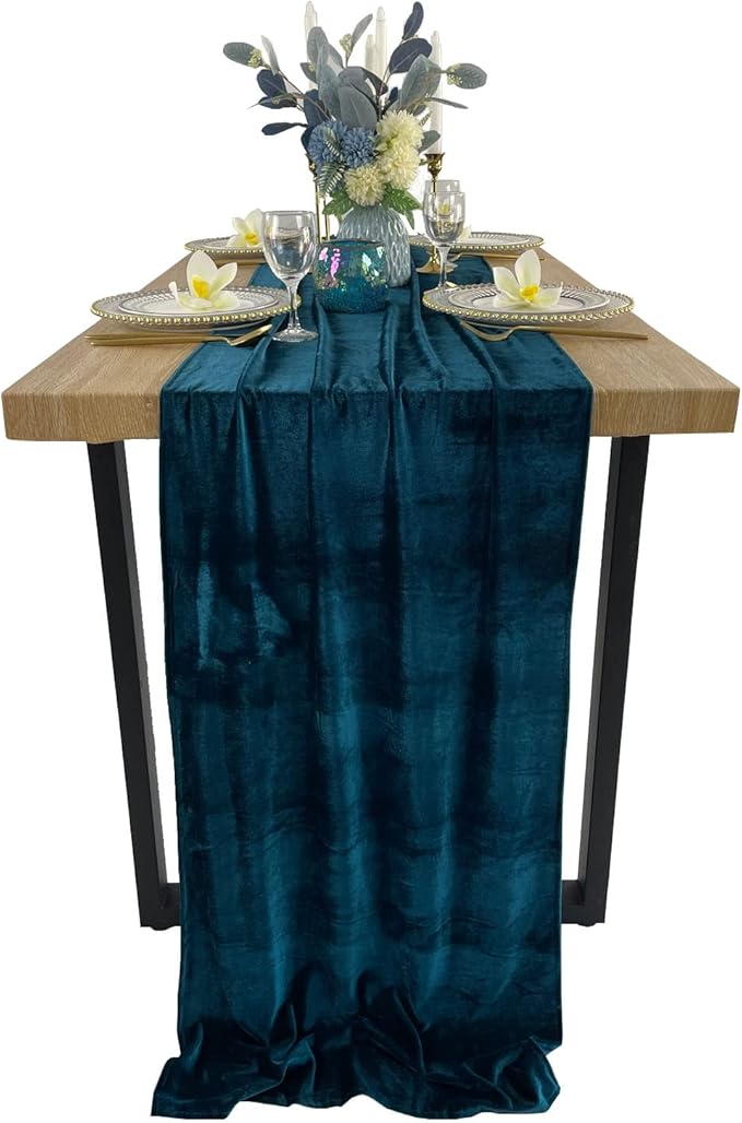 Luxurious Velvet Table Runner, 10ft Wedding Reception Decorations, 20x120inch by EHLDekol