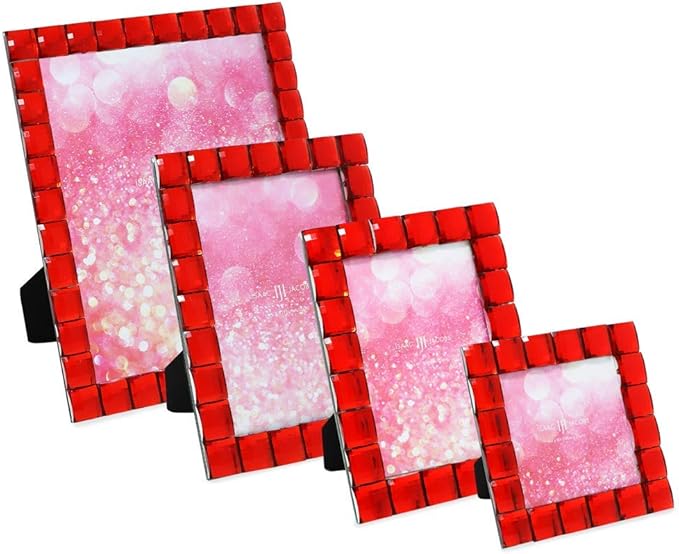 Isaac Jacobs Decorative Sparkling Red Jewel Picture Frame, Photo Display & Home - Image 4