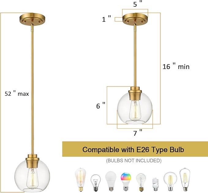 Pendant Lights Kitchen Island, Modern Gold Pendant Light - Image 6