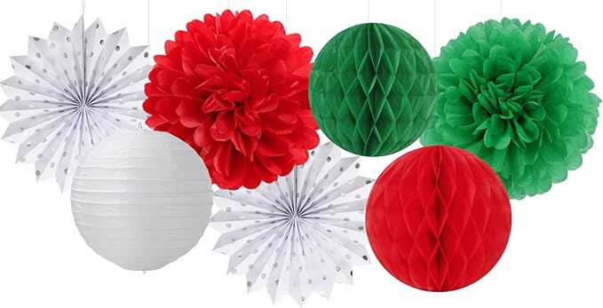 Red-Green White Party Decorations - Image 7