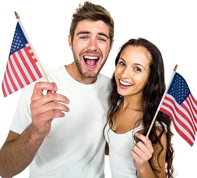 6 Pcs 8x12 Inch American Flags on Stick, Small US Wood Stick Flag - Image 6