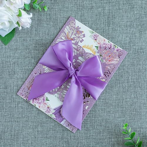 20 PCS 5.12x7.2 Butterfly Personalized Quinceanera Invitation, Customized XV - Image 4
