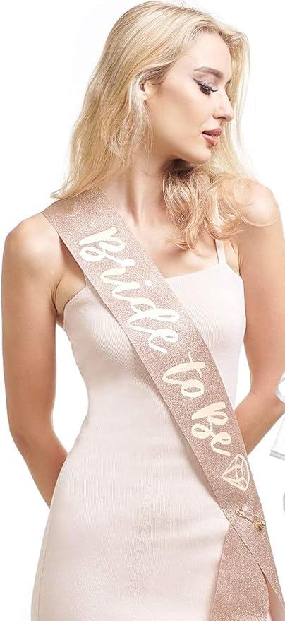 HAPPYLAND Bachelorette Party Decorations Bride To Be Sash Rose Gold Glitter - Image 4
