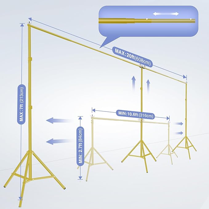 EMART Backdrop Stand, 20x7ft Large Adjustable Background Support System - Image 3