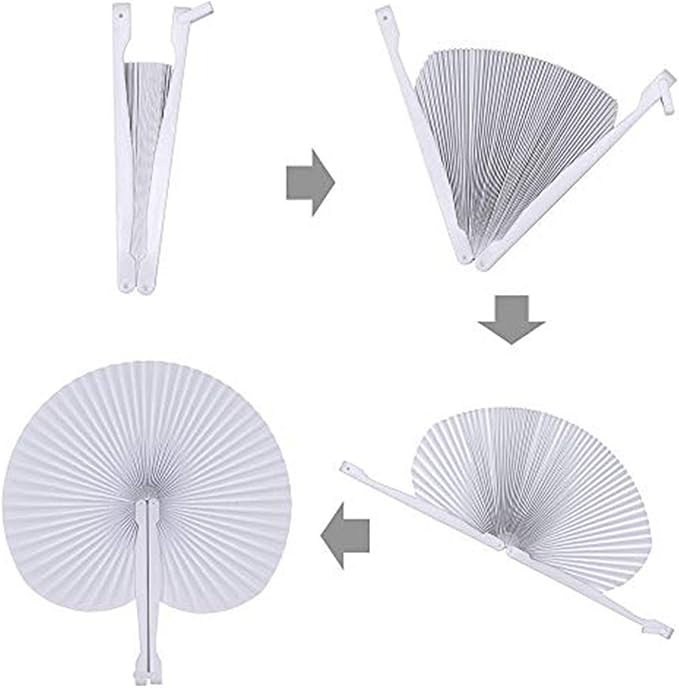 20 Pcs Folding Handheld Paper Fans Bulk Chinese Oriental Floral Wedding Round - Image 5