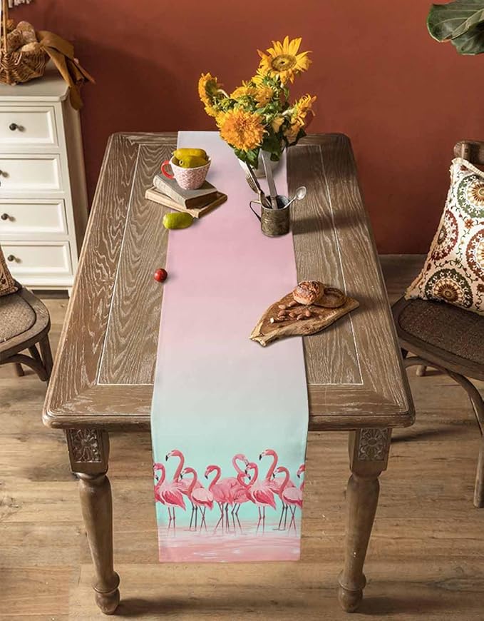 Tropical Flamingo Cotton Linen Table Runner - Image 4