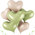 24 Inch Green and White Heart Balloons, Light Green Heart Shaped Foil Balloons by Paready
