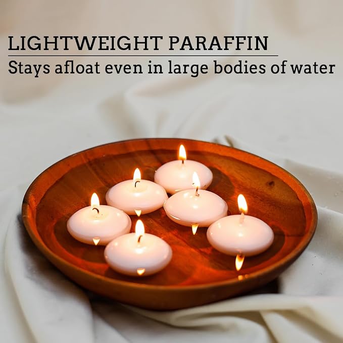 Unscented Floating Candles Set of 72, 3 Inch White Dripless Wax - Image 6