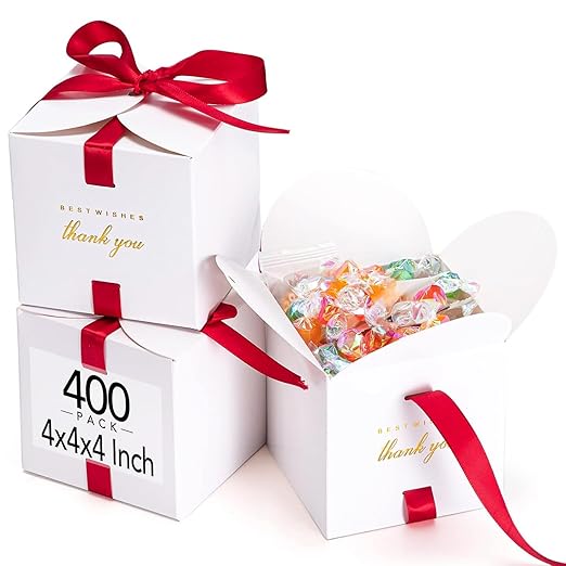 MESHA Gift Boxes 4x4x4'' 400 Pack, Small White Gift Boxes by MESHA