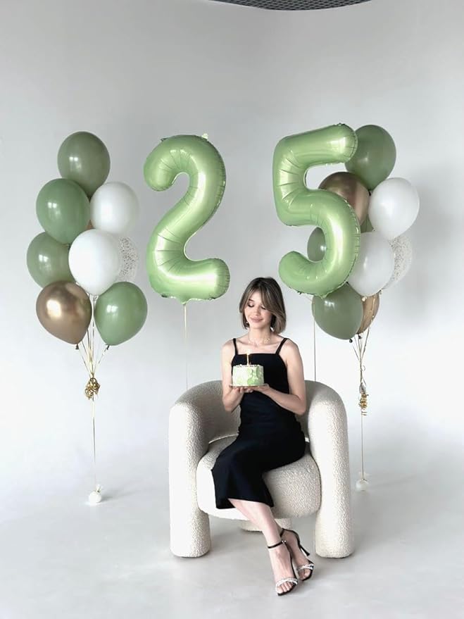 Sage Green 40 Inch Large Number 5 Birthday Balloon, Five 5th 15 25 35 50 55 - Image 4