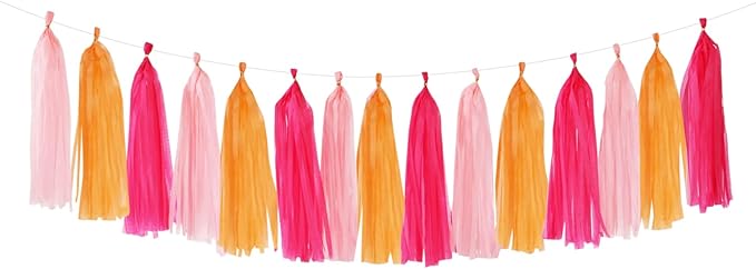Hot-Pink Orange Fall Party-Decorations Tassel-Garland by Panduola