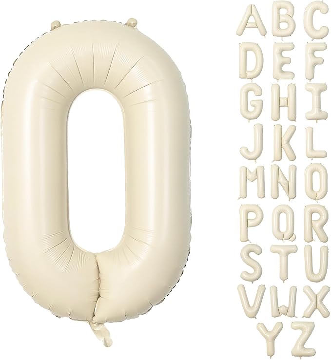 40 Inch Letter Balloons O, Big Custom A-Z Alphabet Foil Name Balloon Cream White by KAINSY