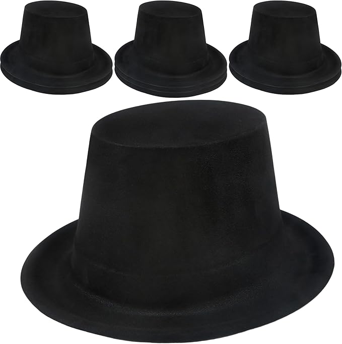 8 Pack Kids Plastic Top Hat Black Magician Hat Party Top Hat by SGBETTER