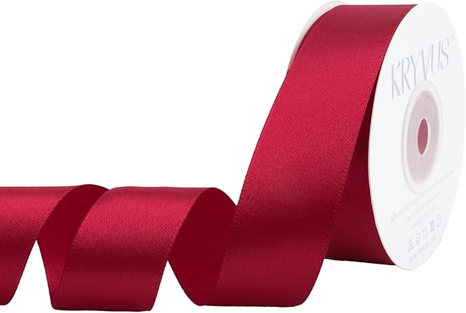 Scarlet Red Satin Ribbon 1 inch X Continuous 25 Yards, Single Face Polyester by Kryvusribbon