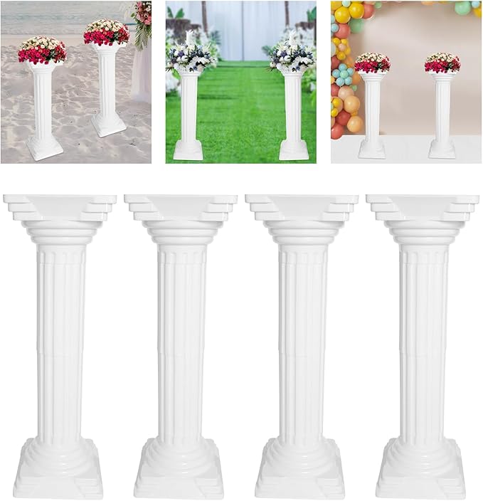 Roman Pillars Decoration Party Flower Pot Columns Set 4Pcs 10.83x10.83x33.86in - Image 3