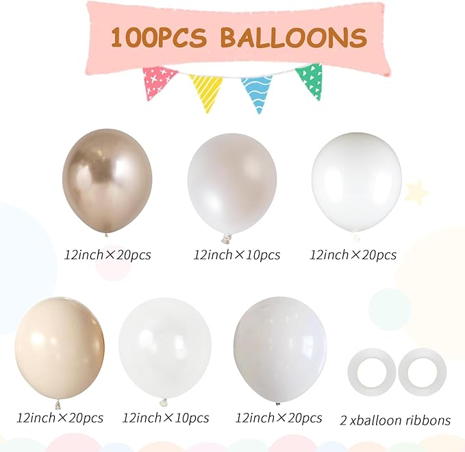 100pcs White and Gold Balloons - Image 2