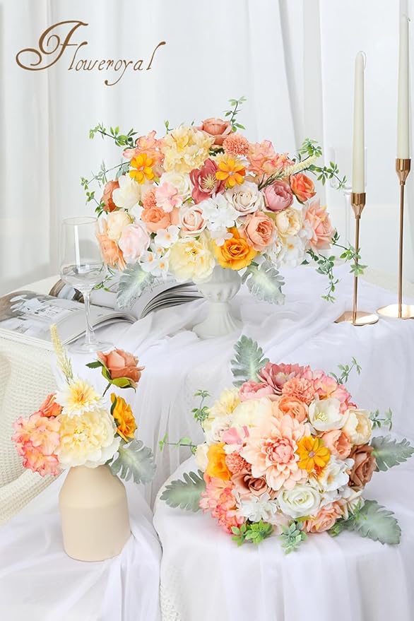Floweroyal Artificial Flowers Combo Champagne Flowers Mix Silk Flowers Dahlia - Image 4