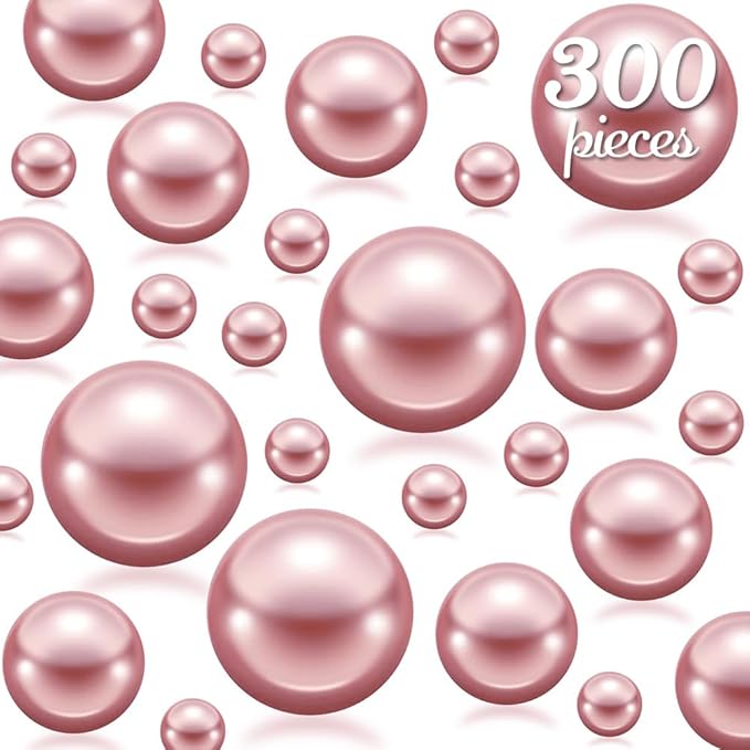 300Pcs Rose Gold Polished No Hole Faux Pearl Beads by Cusmation