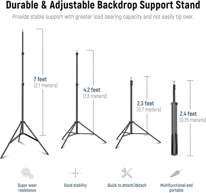Neewer Photo Studio Backdrop Support System, 10ft/3m Wide 6.6ft/2m High - Image 6