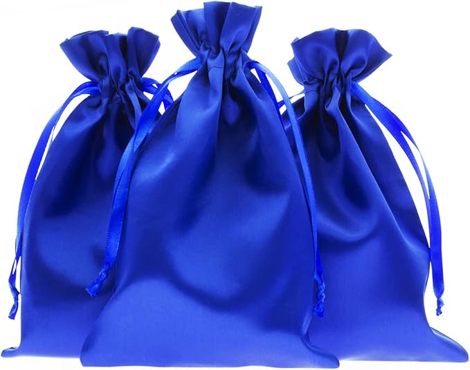 Blue Satin Gift Bags by Knitial