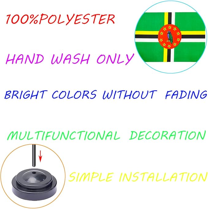 WXTWK 2 Pack Dominica Flag Dominica Deluxe Desk Flag Set - Image 4