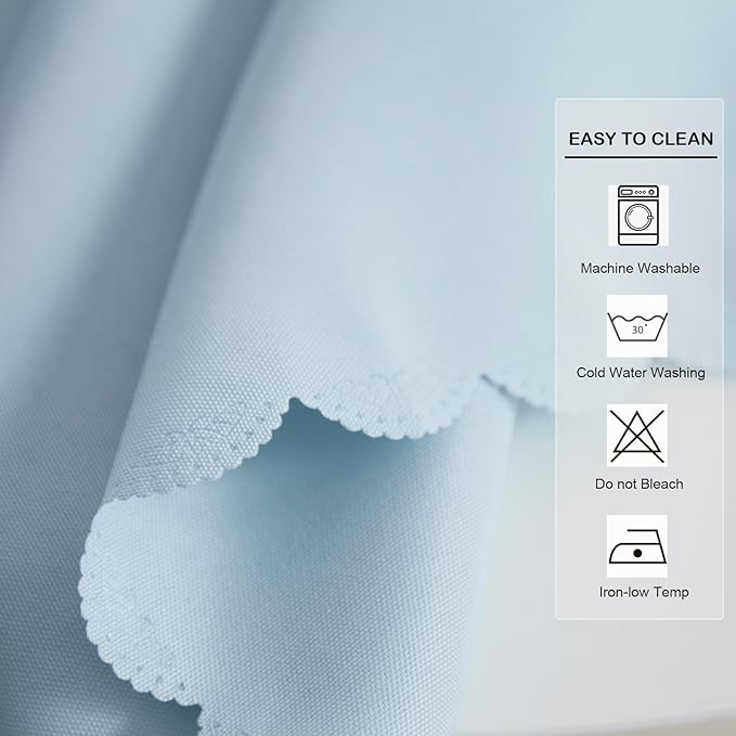 Small Square Light Blue Tablecloth 24 x 24 Inch Polyester Fabric Washable Table - Image 6
