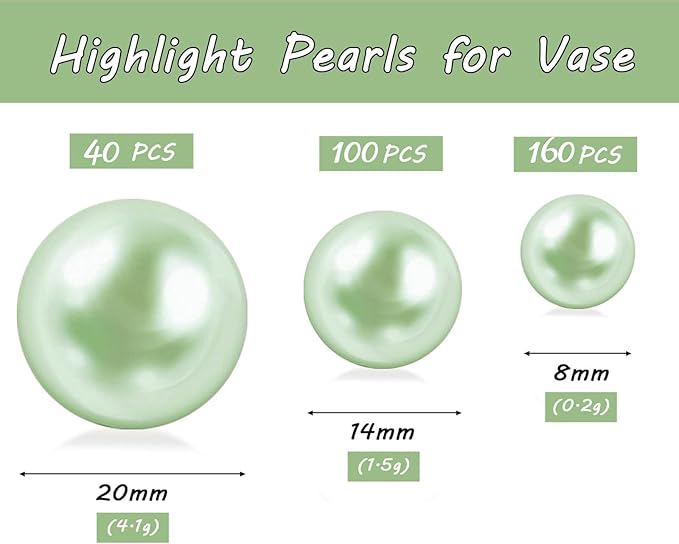 300Pcs Light Green Polished No Hole Faux Pearl Beads - Image 2