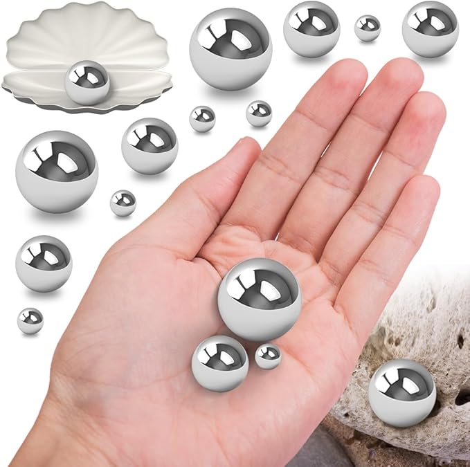 150Pcs Bright Silver Polished No Hole Faux Pearl Beads - Image 4