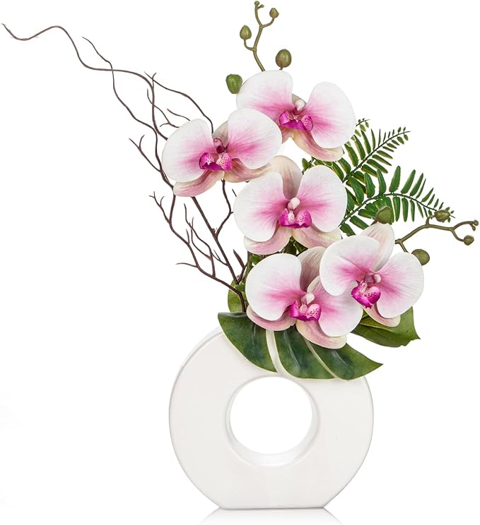 Briful Orchid Artificial Flowers 16.1'' Pink Orchid Silk Flowers by Briful