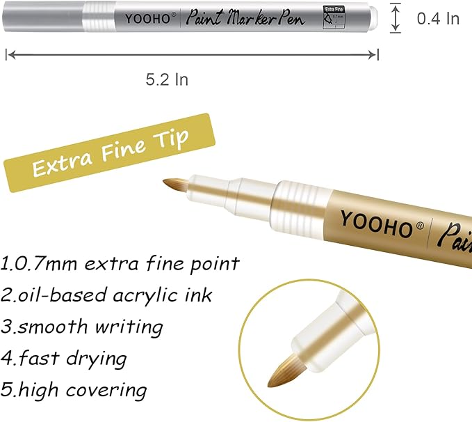 Paint Pen Gold Silver Metallic Permanent Acrylic Markers Set - Image 3