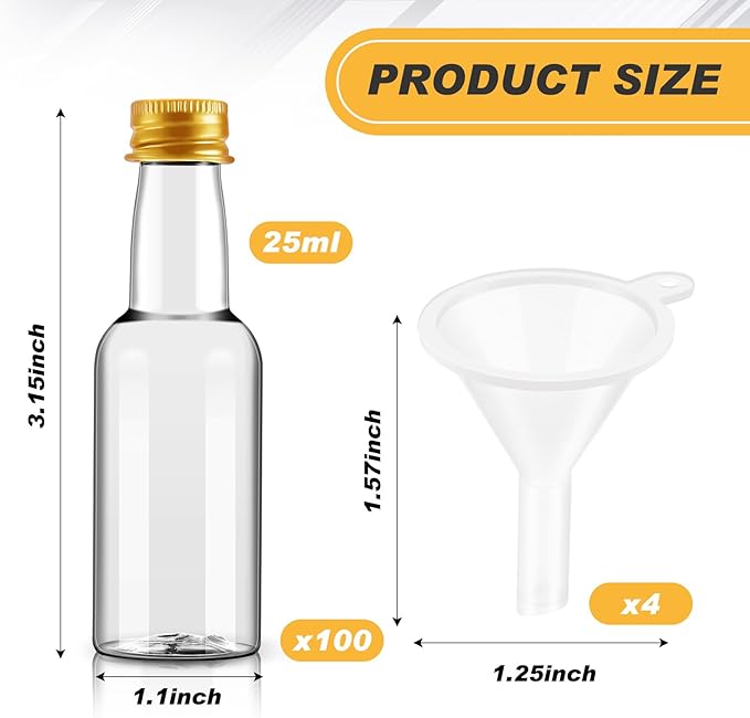 Tessco for you 100 Pcs Mini Liquor Bottles Plastic Mini Salad Dressing Bottle - Image 2