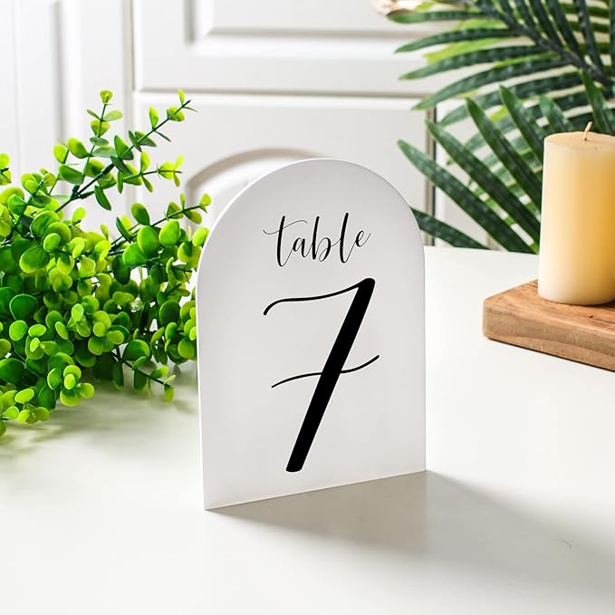 UNIQOOO 20 Pcs Acrylic 5x7 White Arch Table Sign - Image 3