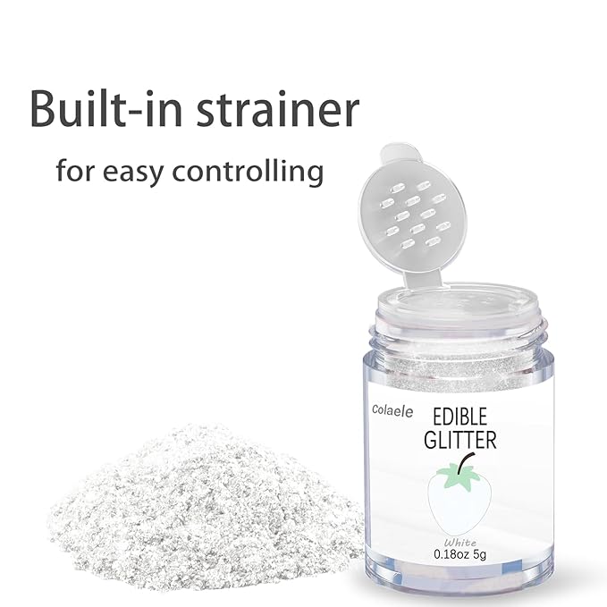 White Edible Glitter Glimmer Powder - Image 2
