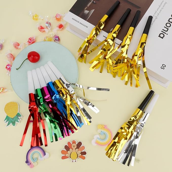 Party Blowers 24 PCS Gold Noise Makers Fun Party Favors Adult Birthday Party - Image 3