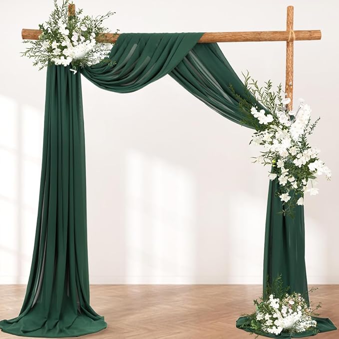Wedding Arch Draping Fabric 1 Panel 30'' x 18FT Emerald Green Sheer Chiffon - Image 4