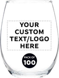 Custom Stemless Wine Glass 9 oz. Set of 100, Personalized Bulk Pack by DISCOUNTPROMOS