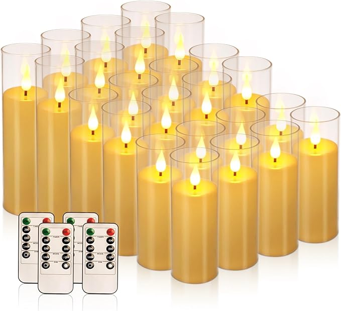 24-Pack Acrylic LED Flameless Pillar Candles - Image 4
