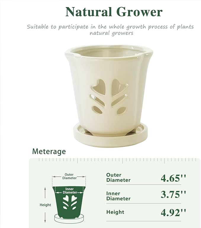 Ceramic Orchid Pot 4 Inch, Orchid Pots - Image 2