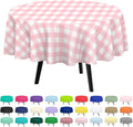 QIKSION Pink Gingham Round Tablecloth 6 Pack, 84 Inch Plastic Checkered Table by QIKSION
