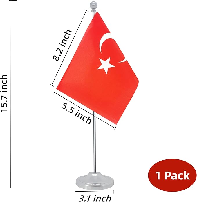 Turkey Desk Flag, Turkish Table Office Flag - Image 2