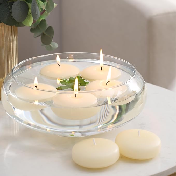 12 Pack Floating Candles, 3” Ivory Unscented Dripless Wax Burning Candles - Image 7