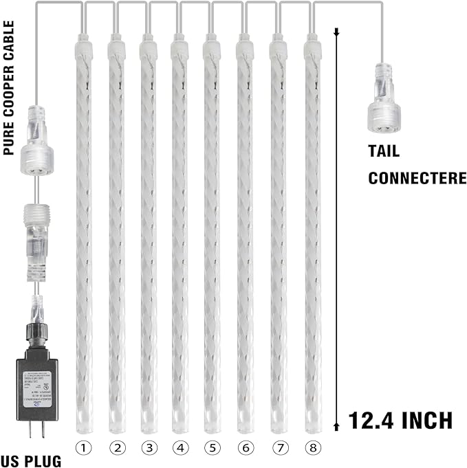 Dazzle Bright Christmas Lights Outdoor, 288LED Meteor Shower Rain Lights 12 - Image 2