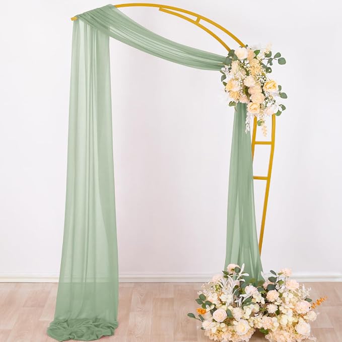 Socomi Sage Green Sheer Wedding Arch Draping Fabric 29" x 20Ft 2 Panels Outdoor - Image 3